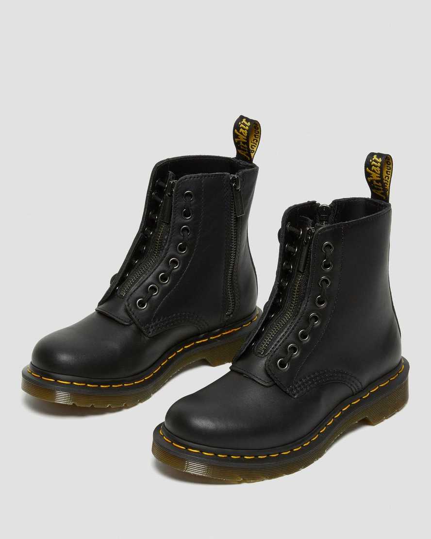 svarta dr martens 1460 pascal nappa damstövlar med dragkedja