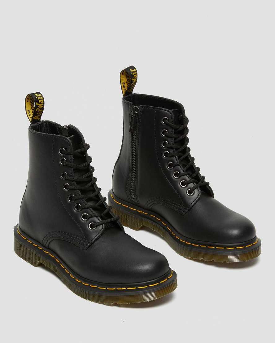 svarta dr martens 1460 pascal nappa damstövlar med dragkedja