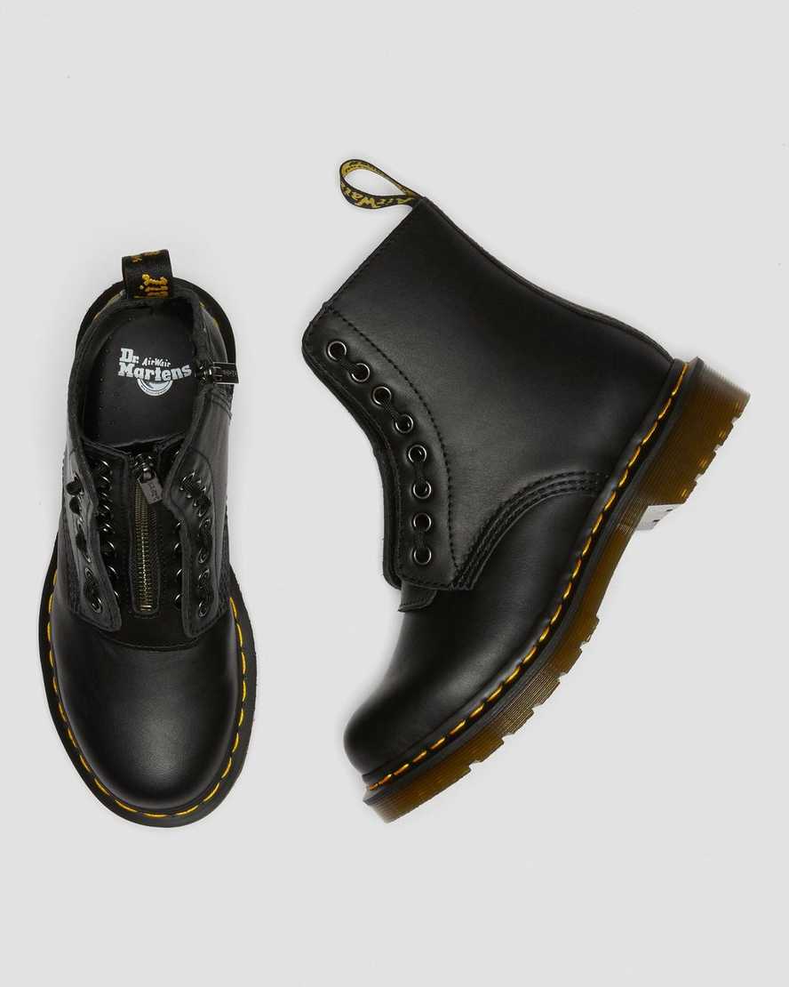 svarta dr martens 1460 pascal nappa damstövlar med dragkedja