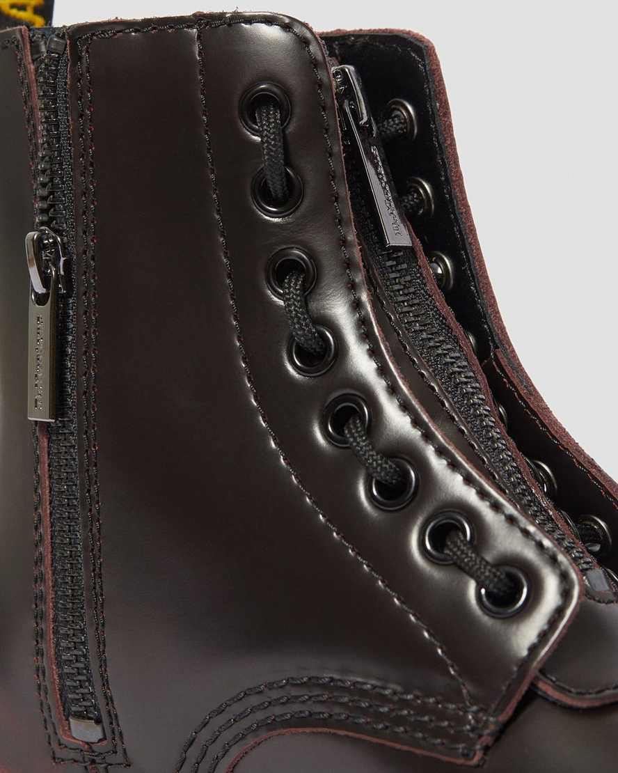 röda dr martens 1460 pascal damstövlar med dragkedja
