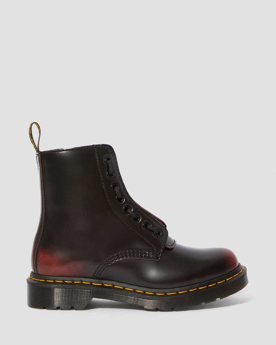 röda dr martens 1460 pascal damstövlar med dragkedja