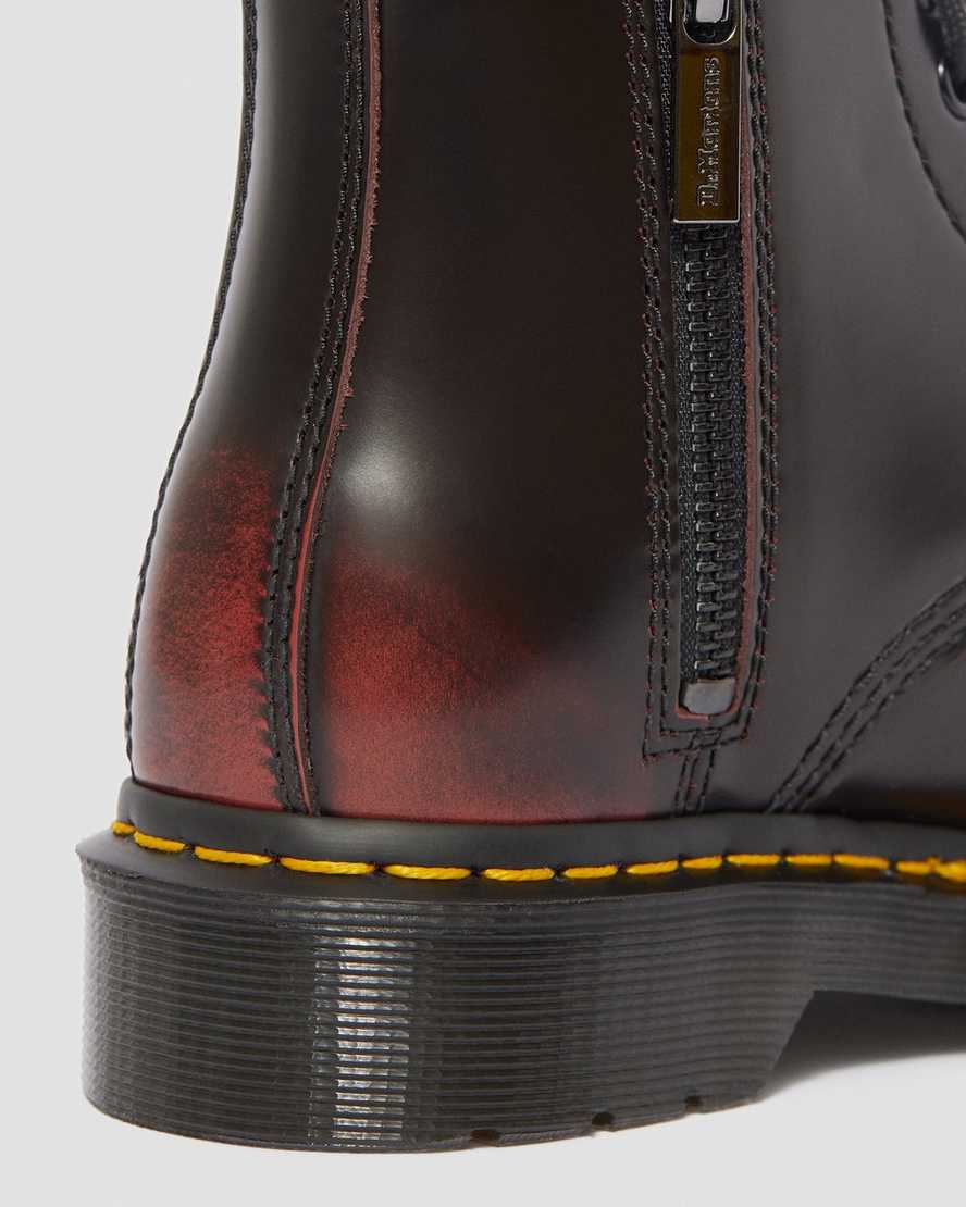 röda dr martens 1460 pascal damstövlar med dragkedja