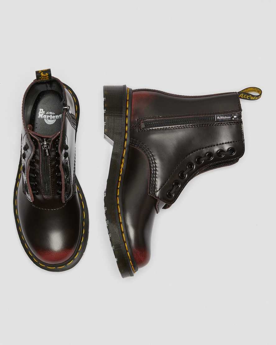 röda dr martens 1460 pascal damstövlar med dragkedja