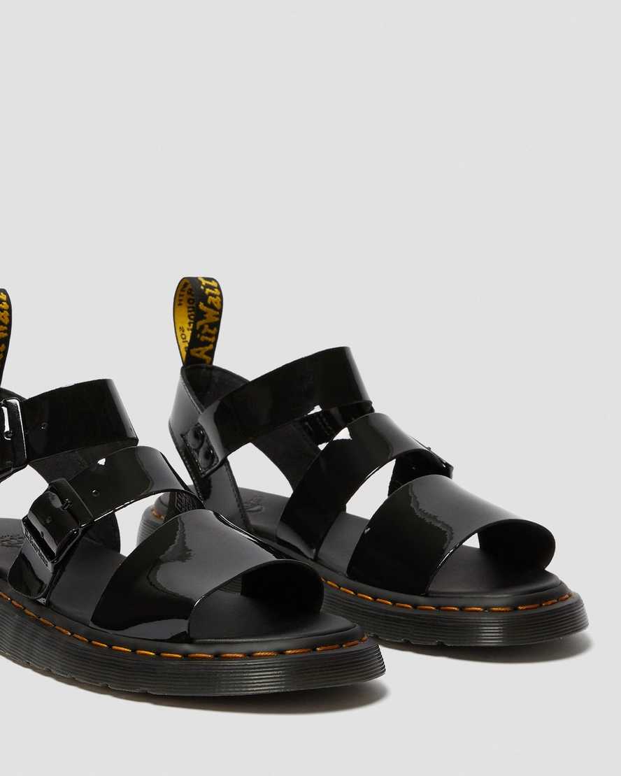 svarta dr martens gryphon patent gladiatorsandaler för dam