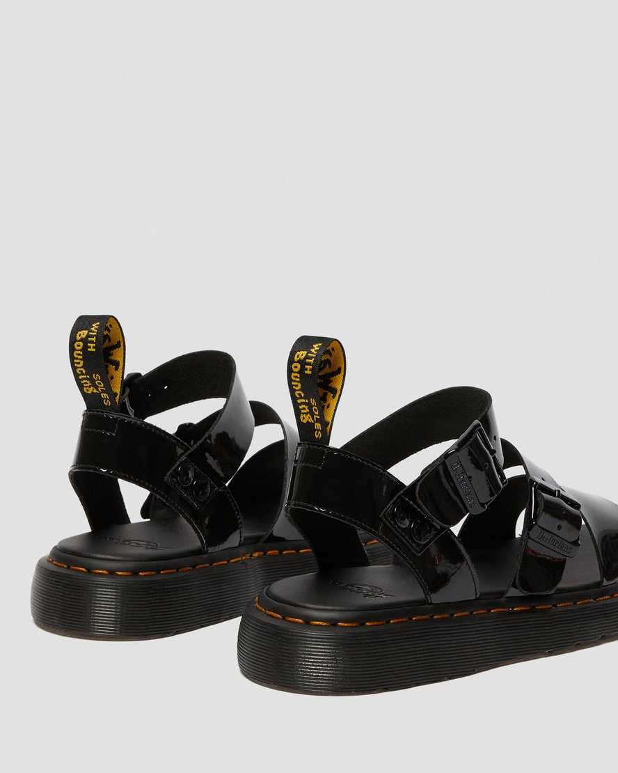 svarta dr martens gryphon patent gladiatorsandaler för dam