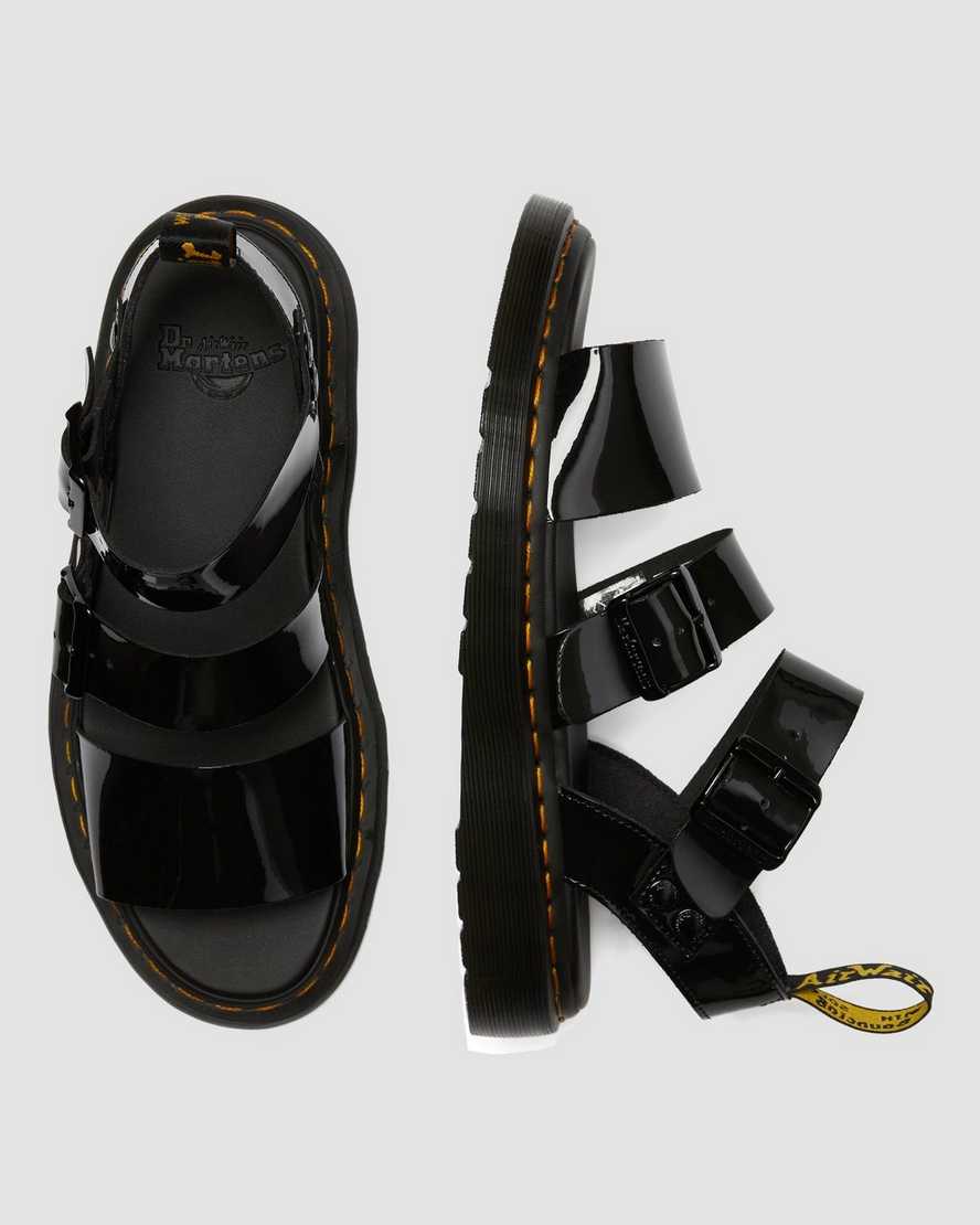 svarta dr martens gryphon patent gladiatorsandaler för dam