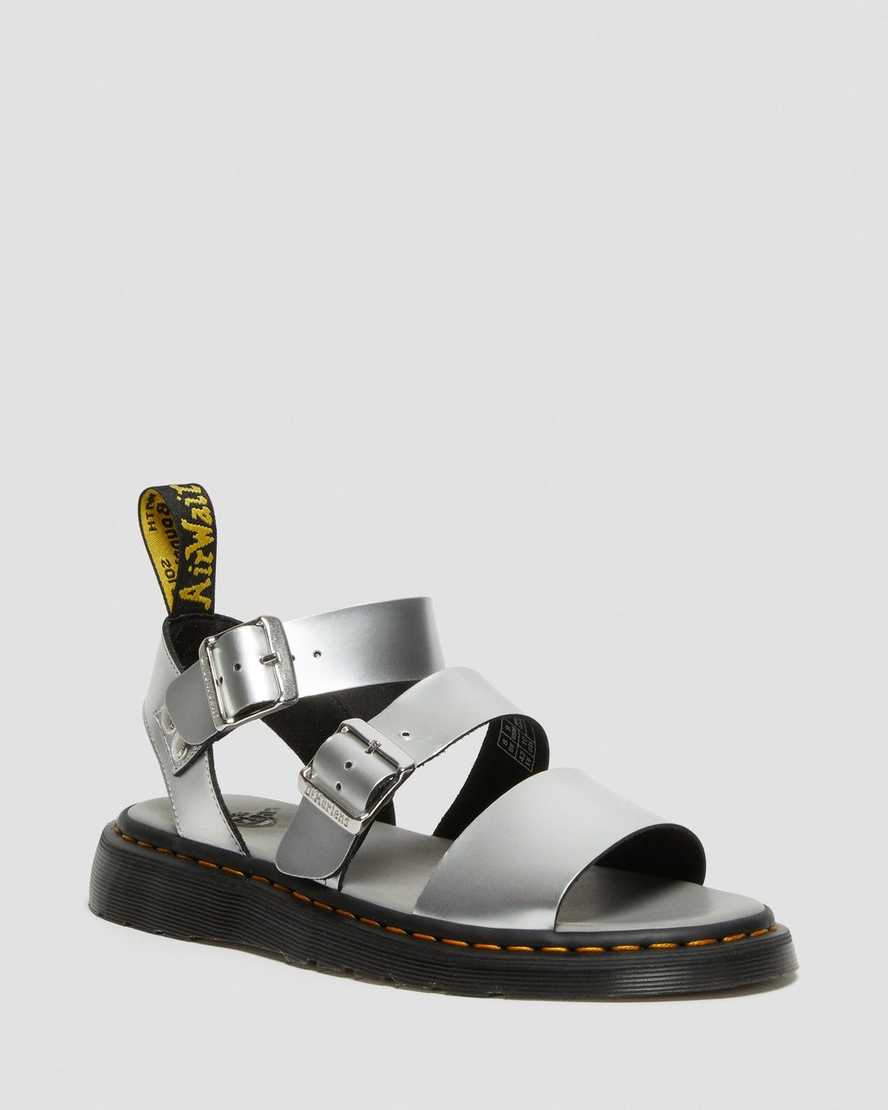 dr martens gryphon metallic gladiator sandaler silverfärgade för dam