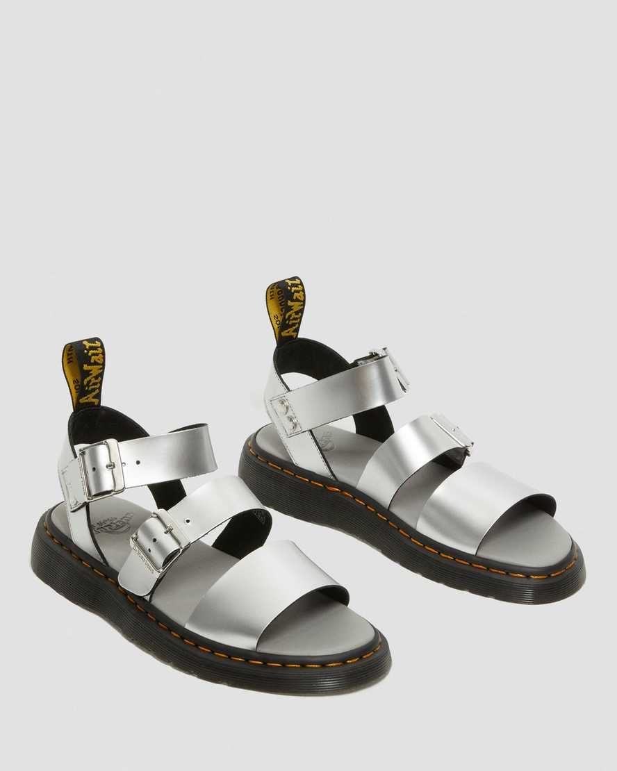 dr martens gryphon metallic gladiator sandaler silverfärgade för dam