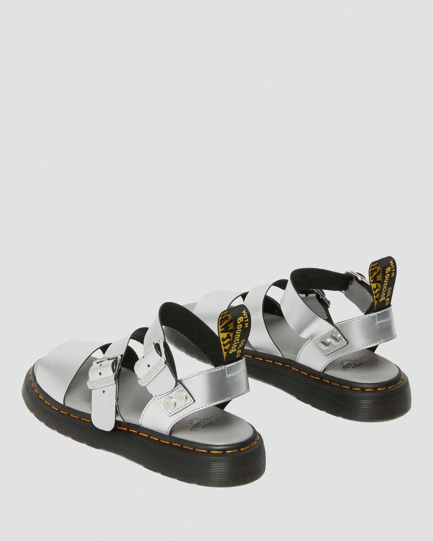 dr martens gryphon metallic gladiator sandaler silverfärgade för dam