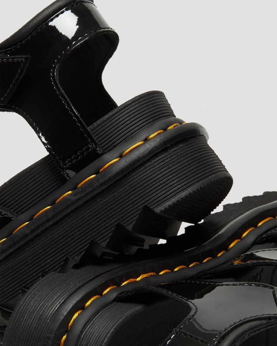 svarta dr martens blaire patent gladiatorsandaler för dam