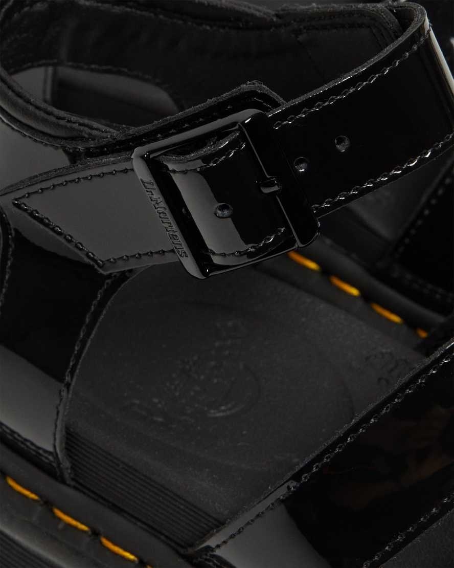 svarta dr martens blaire patent gladiatorsandaler för dam