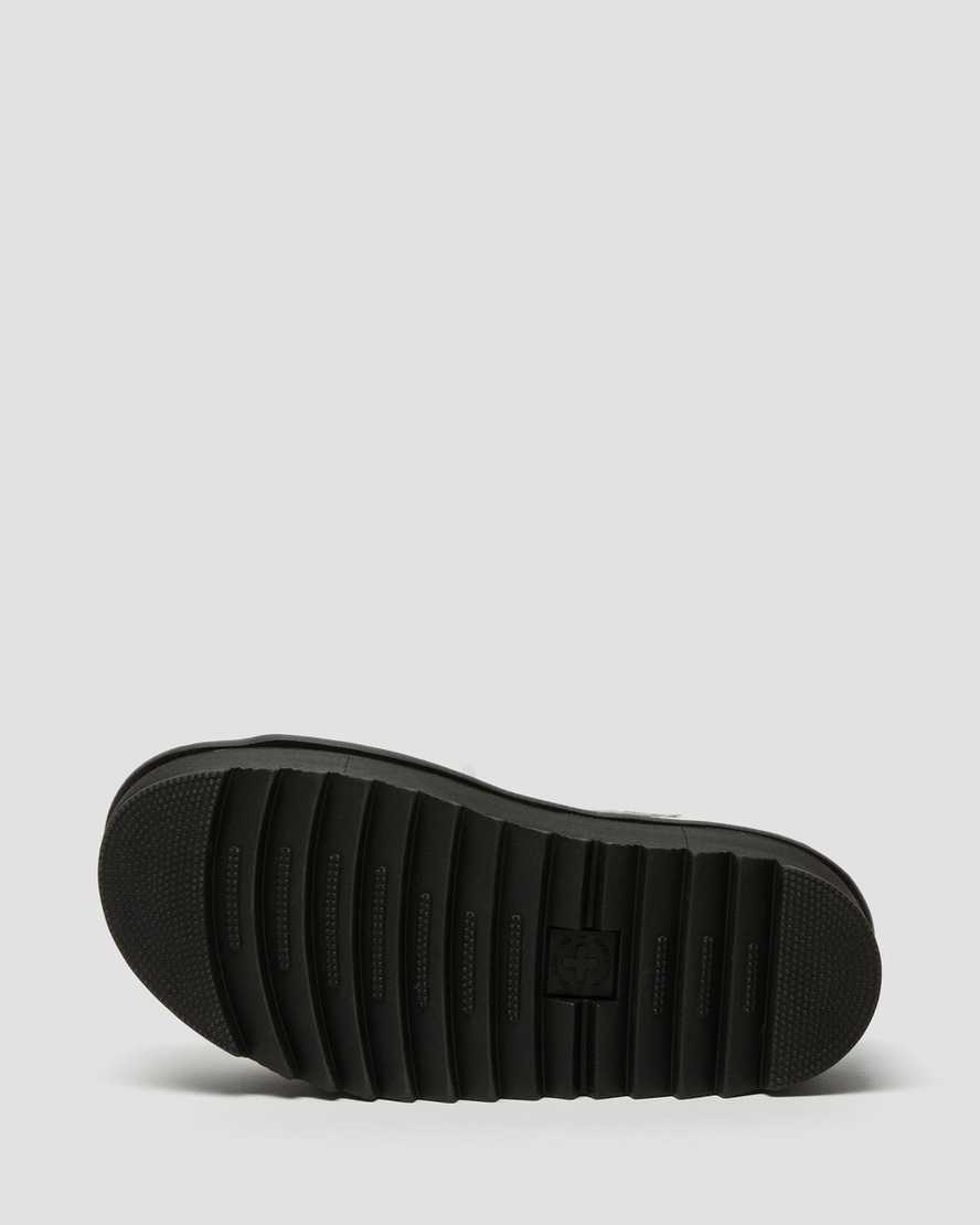 vita dr martens voss fluffy fuskpäls platåsandaler för dam
