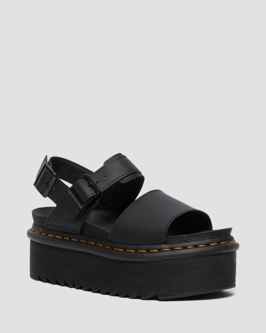 svarta dr martens voss strap dam platåsandaler