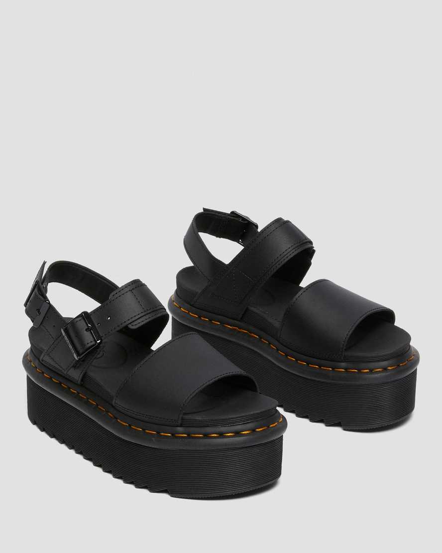 svarta dr martens voss strap dam platåsandaler