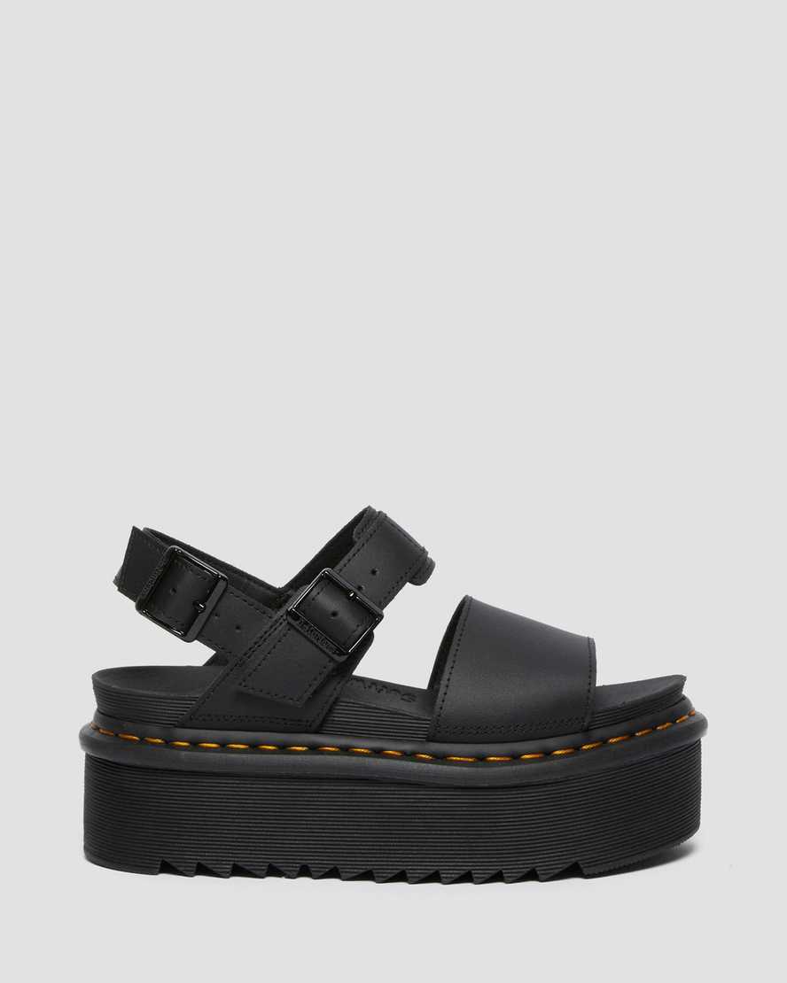 svarta dr martens voss strap dam platåsandaler