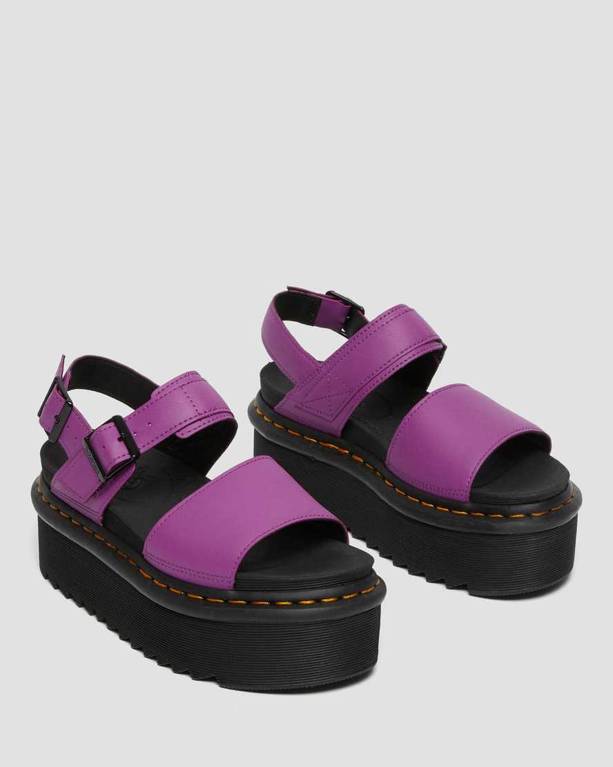 lila dr martens voss strap dam platåsandaler