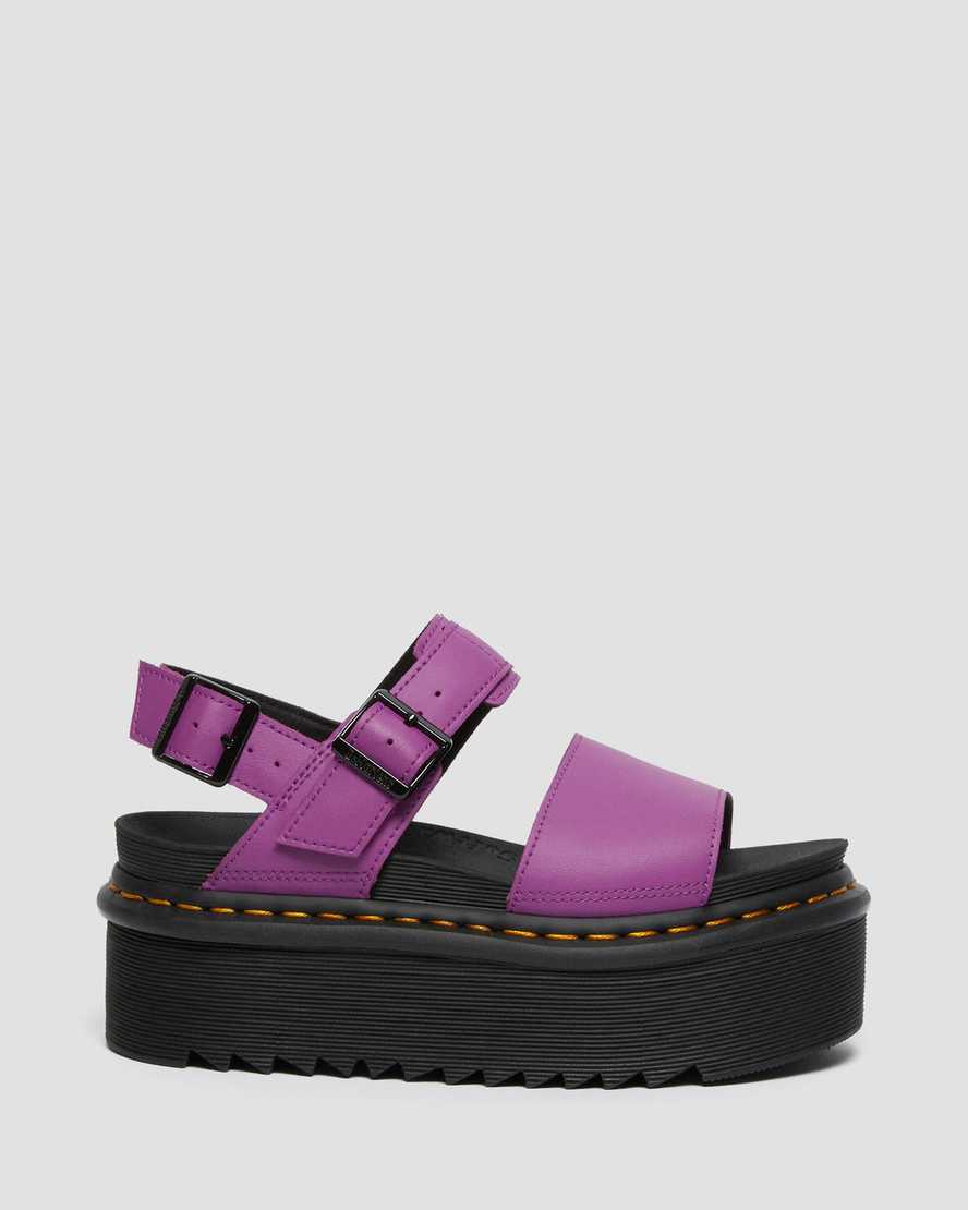 lila dr martens voss strap dam platåsandaler