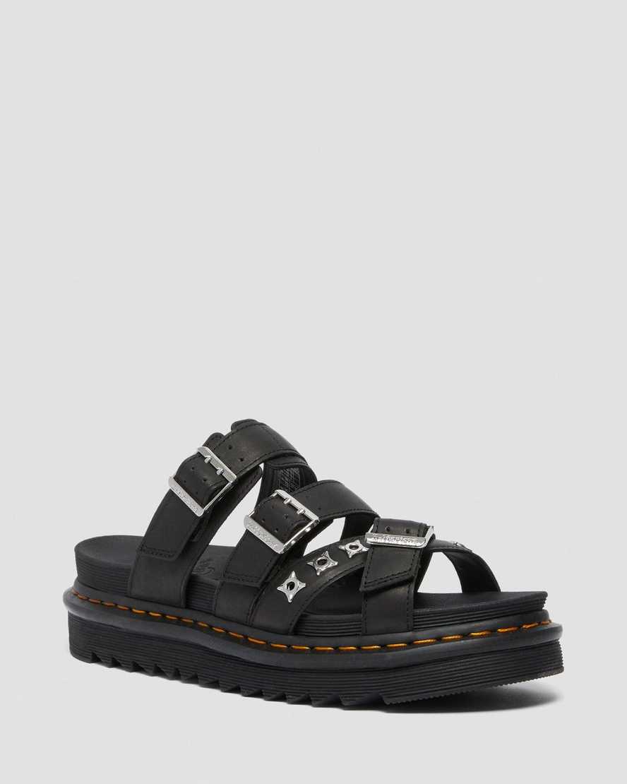 svarta dr martens ryker ii hardware strap damsandaler