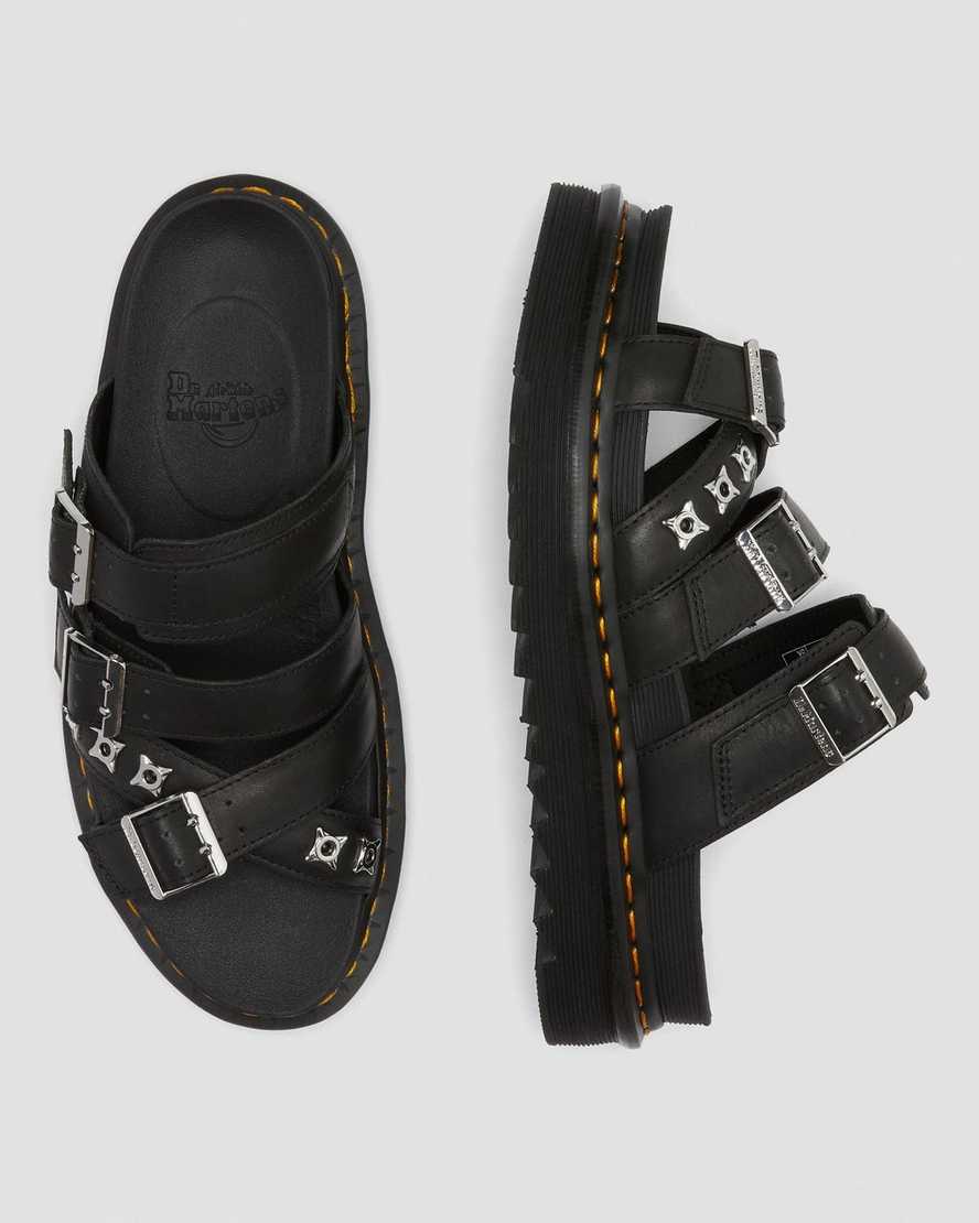 svarta dr martens ryker ii hardware strap damsandaler