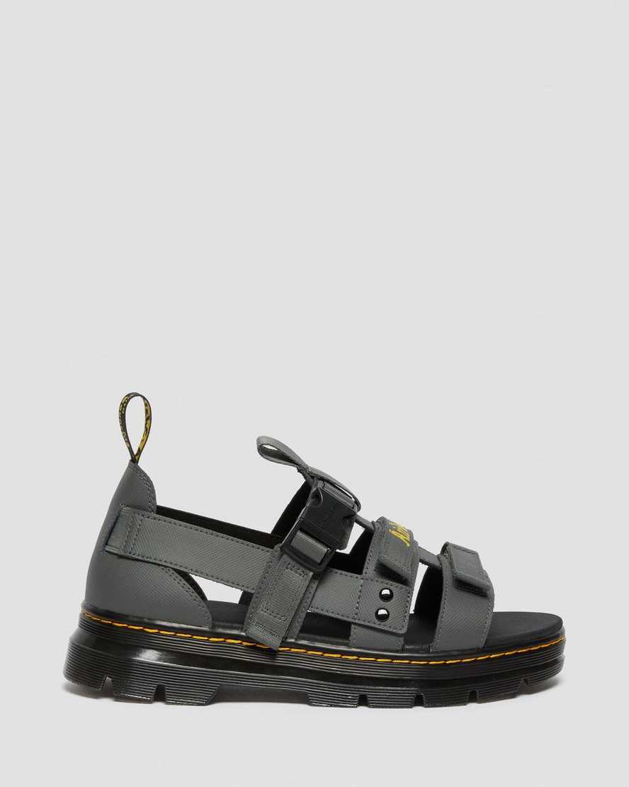 grå dr martens pearson webbing damsandaler
