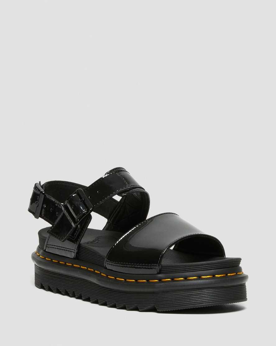 svarta dr martens voss patent damsandaler med rem