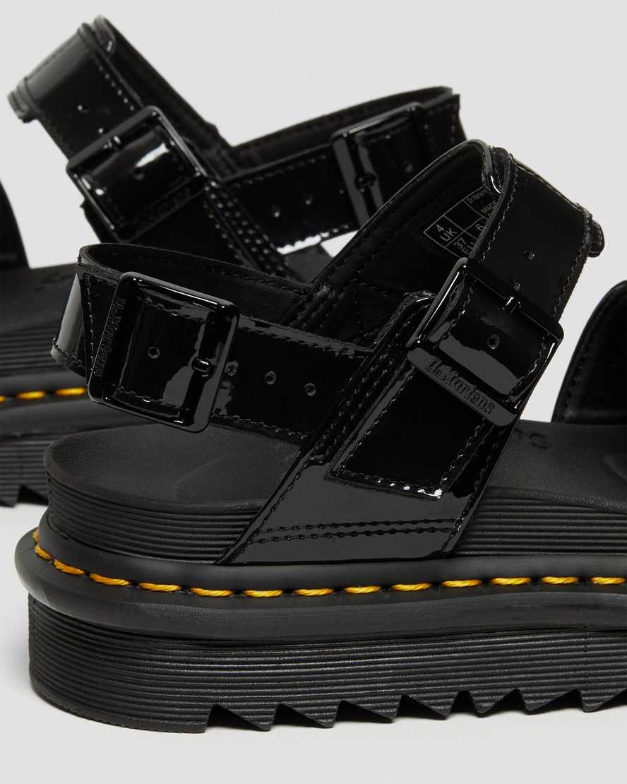 svarta dr martens voss patent damsandaler med rem