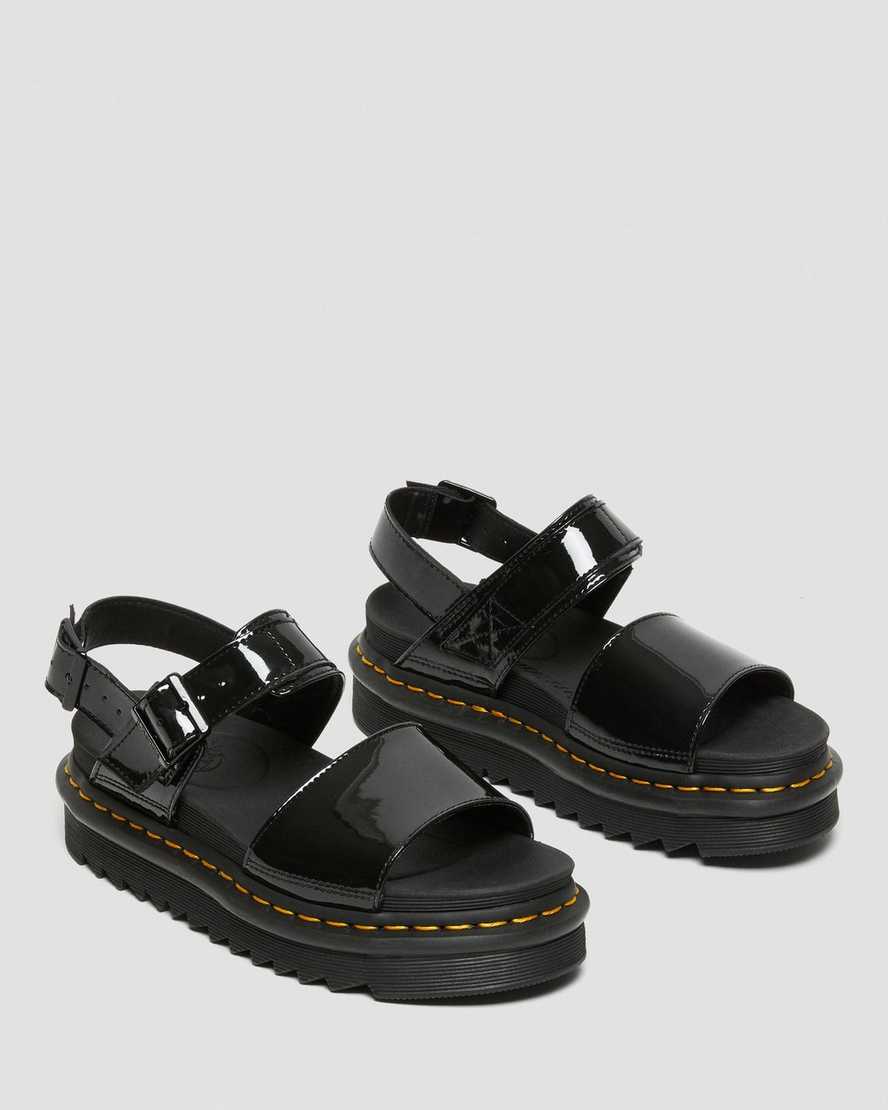 svarta dr martens voss patent damsandaler med rem