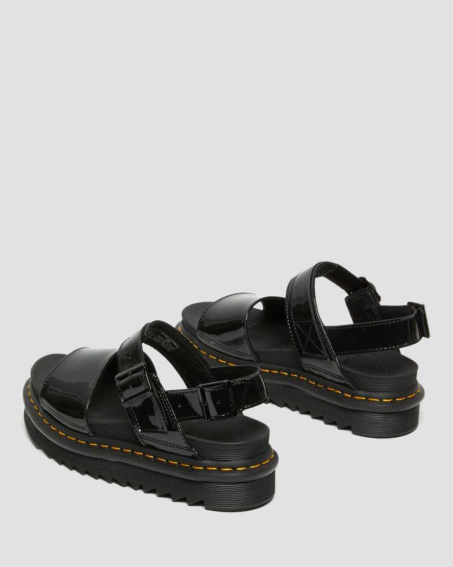 svarta dr martens voss patent damsandaler med rem