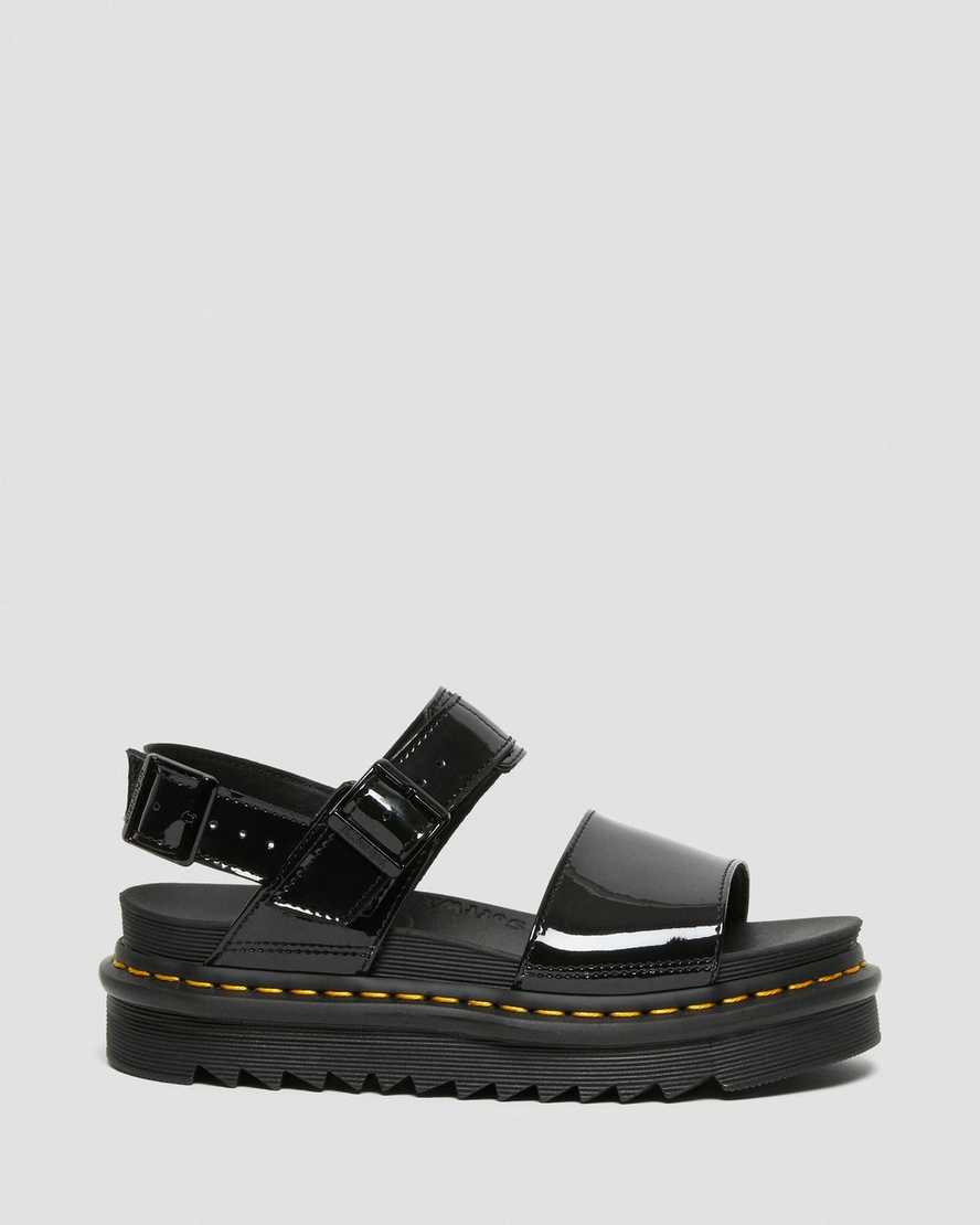svarta dr martens voss patent damsandaler med rem