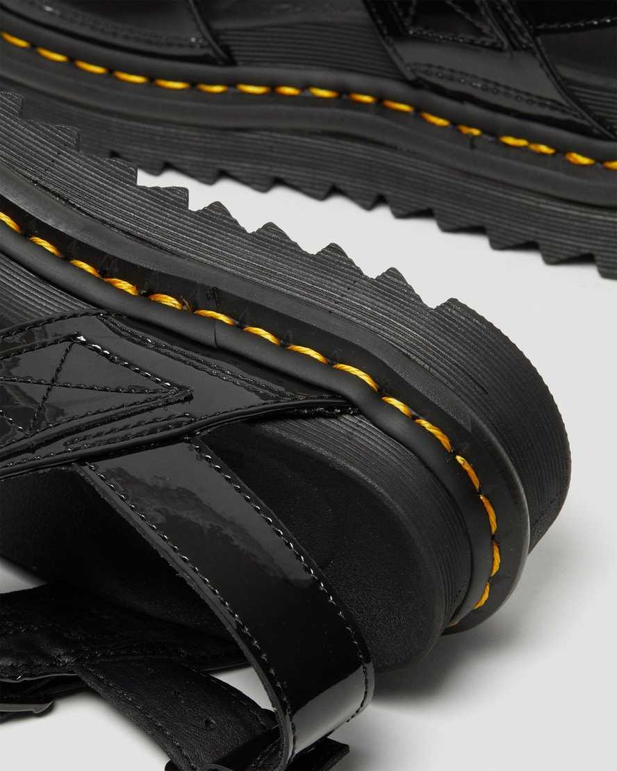 svarta dr martens voss patent damsandaler med rem