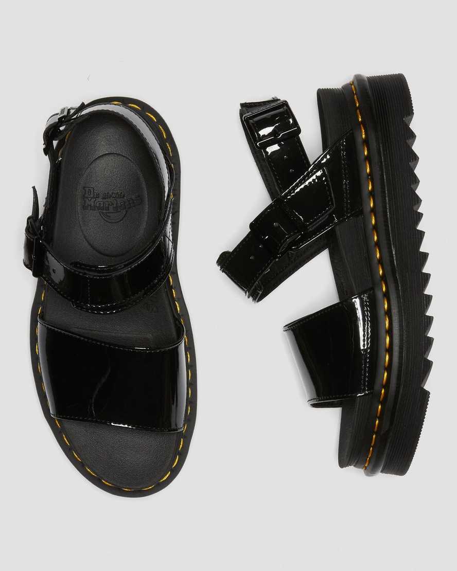 svarta dr martens voss patent damsandaler med rem