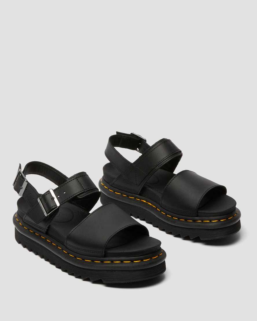 svarta dr martens voss damsandaler med rem
