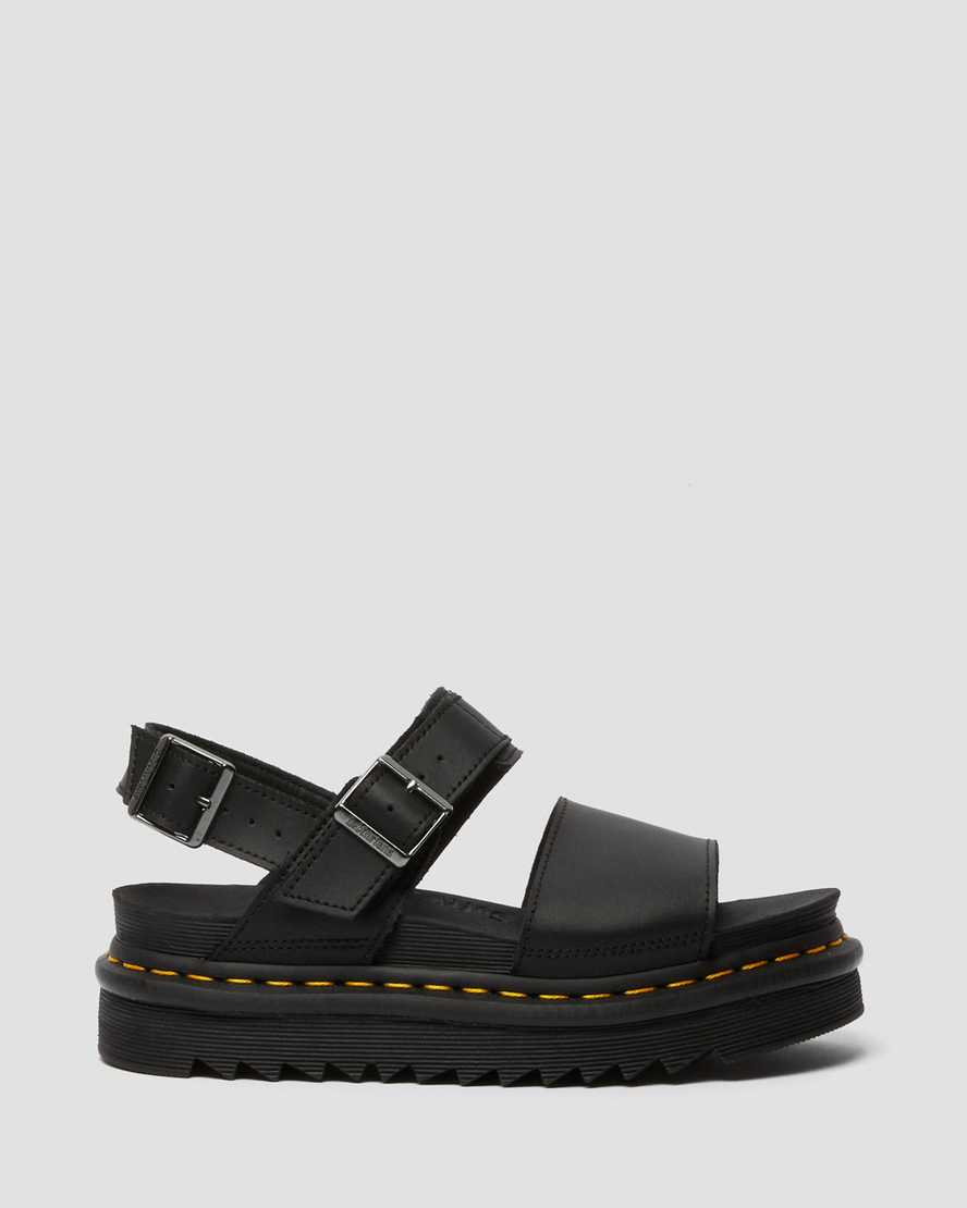 svarta dr martens voss damsandaler med rem