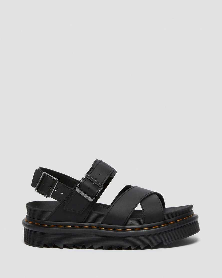 svarta dr martens voss ii damsandaler med rem