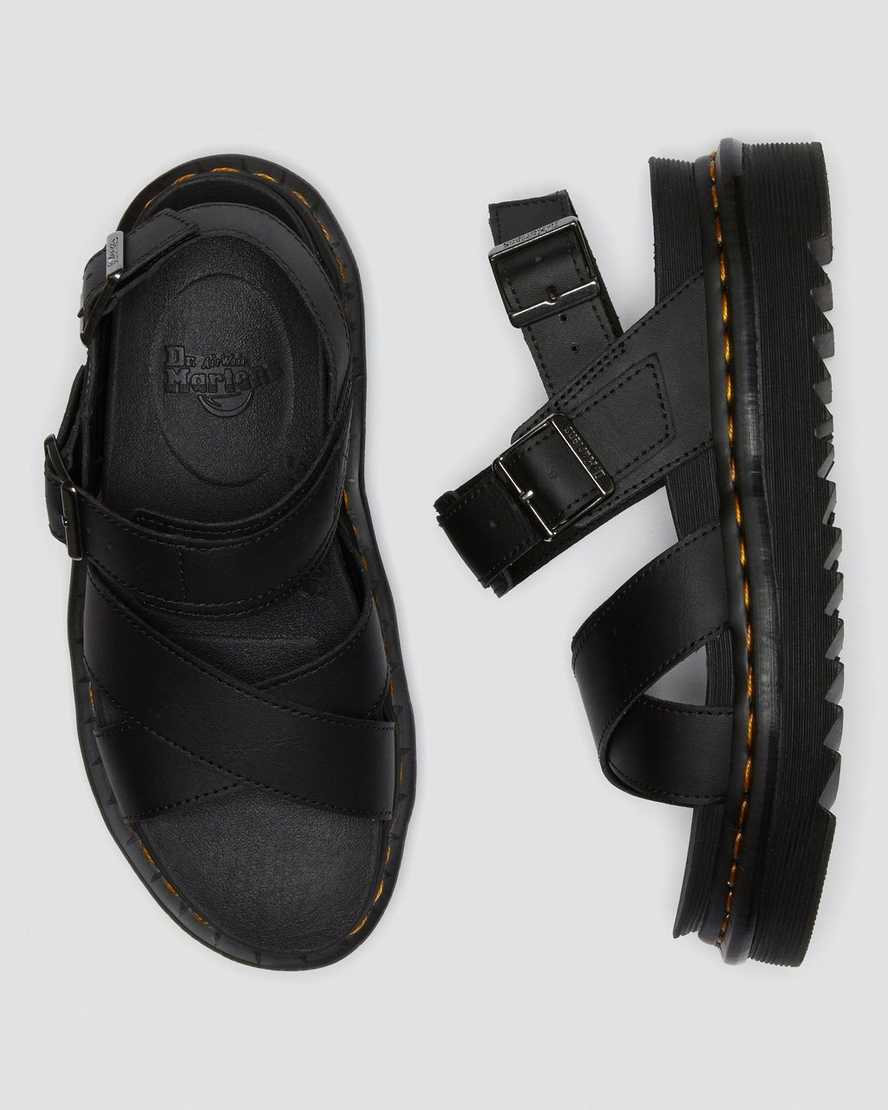svarta dr martens voss ii damsandaler med rem