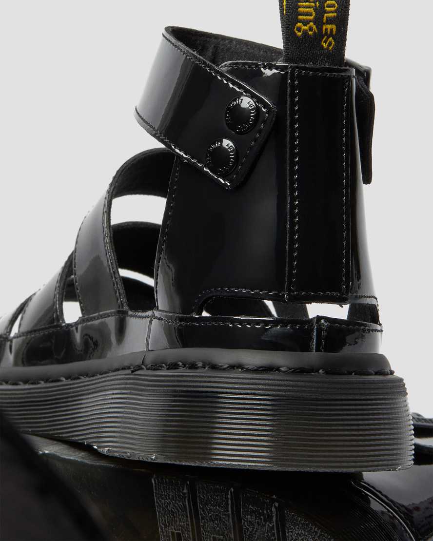 svarta dr martens clarissa ii patent damsandaler med rem