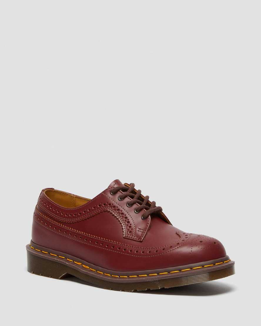 röda dr martens 3989 vintage made in england dam brogueskor