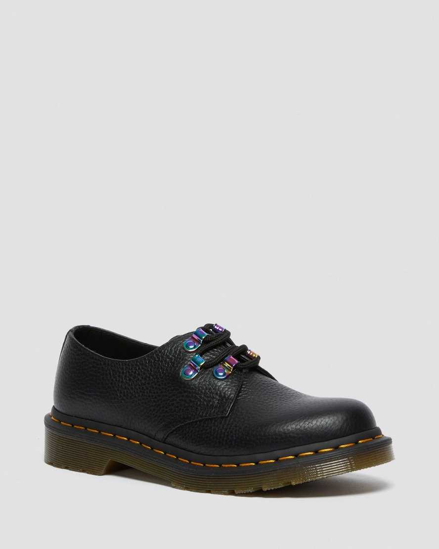 svarta dr martens 1461 iridescent hardware damskor med snörning