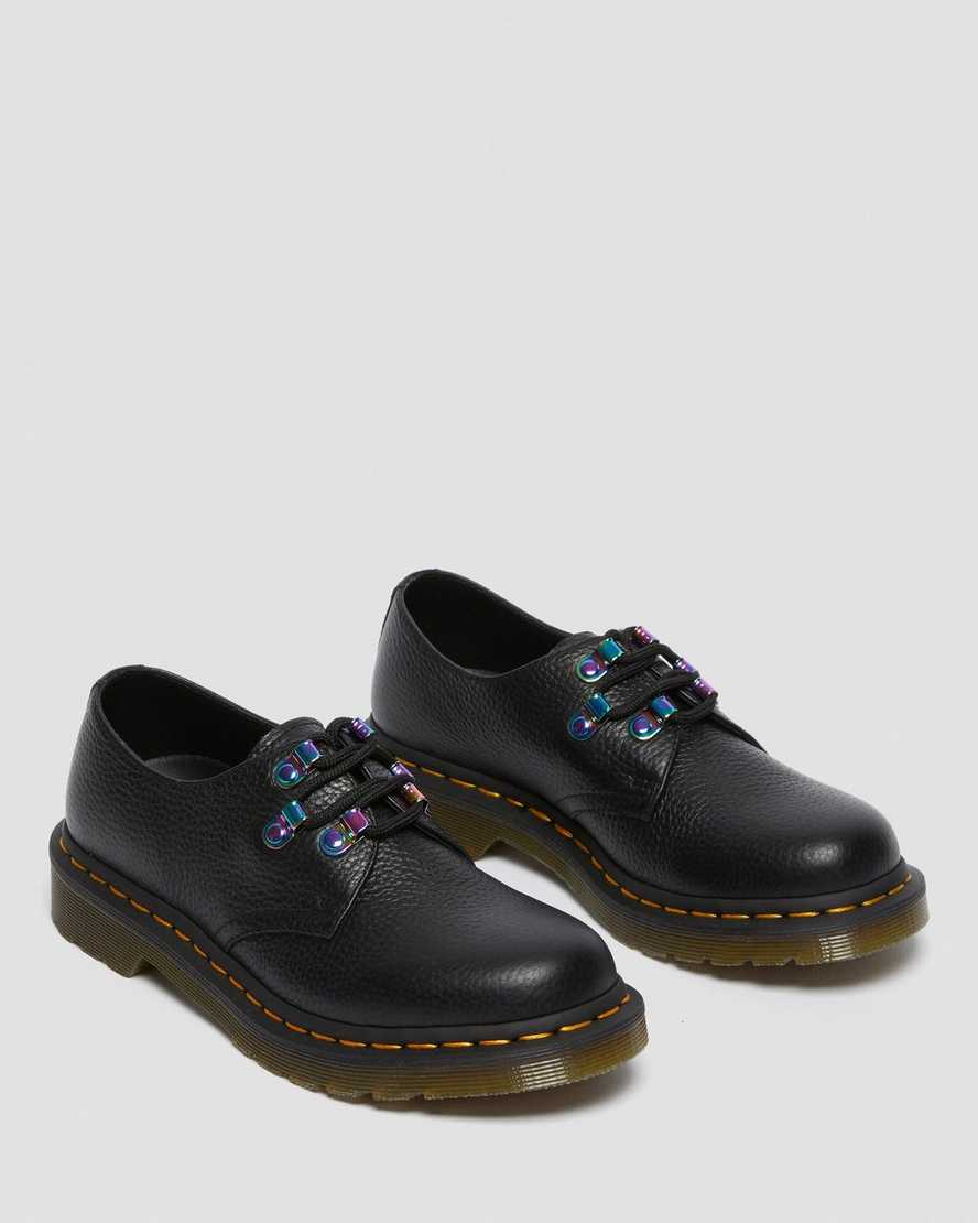 svarta dr martens 1461 iridescent hardware damskor med snörning