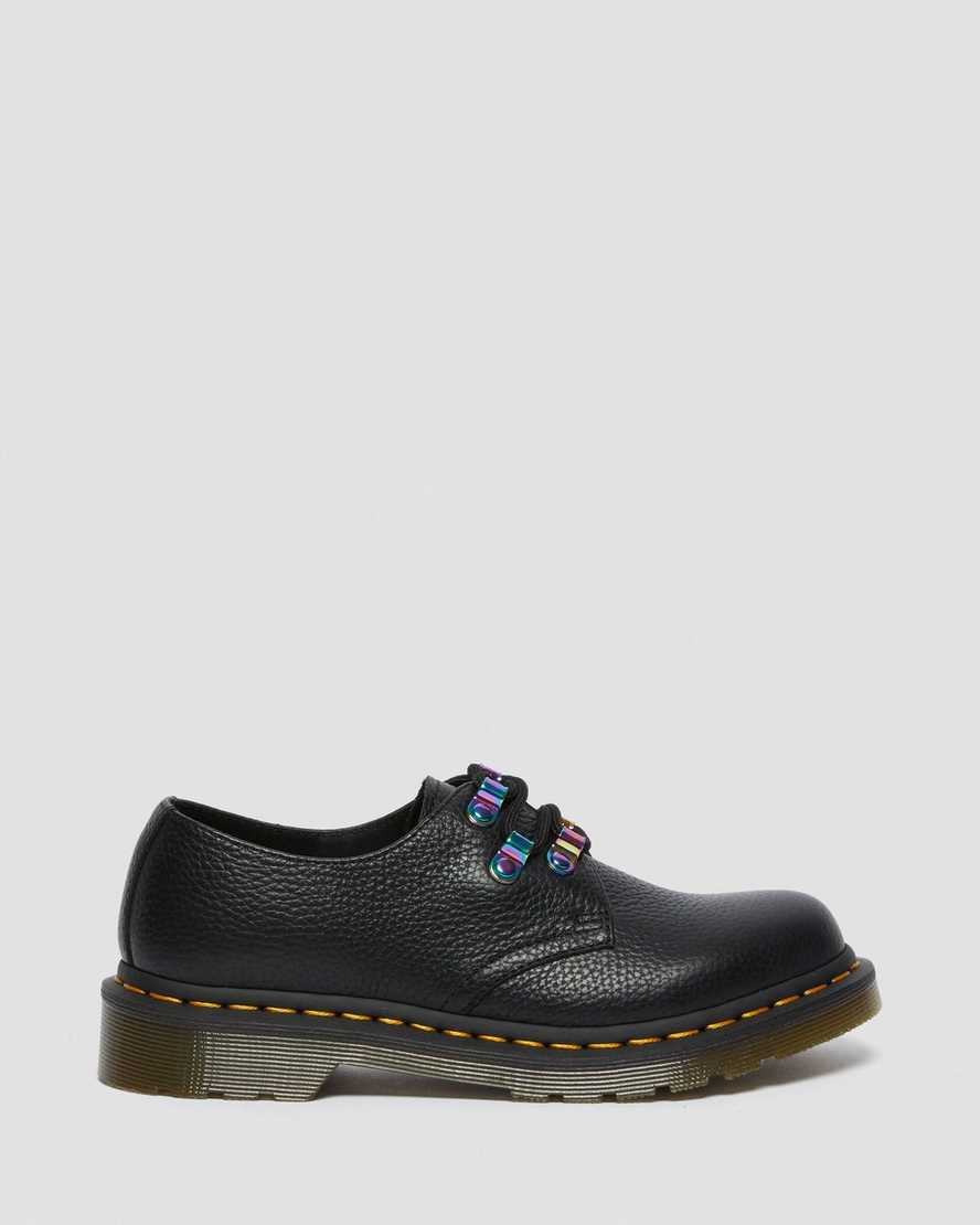 svarta dr martens 1461 iridescent hardware damskor med snörning