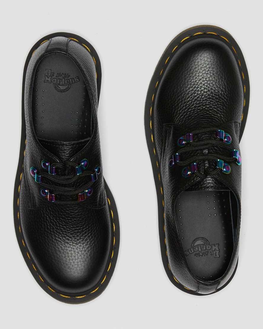 svarta dr martens 1461 iridescent hardware damskor med snörning