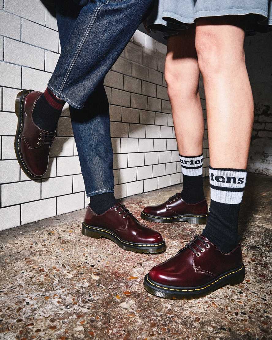 röda dr martens 1461 oxfordskor för kvinnor