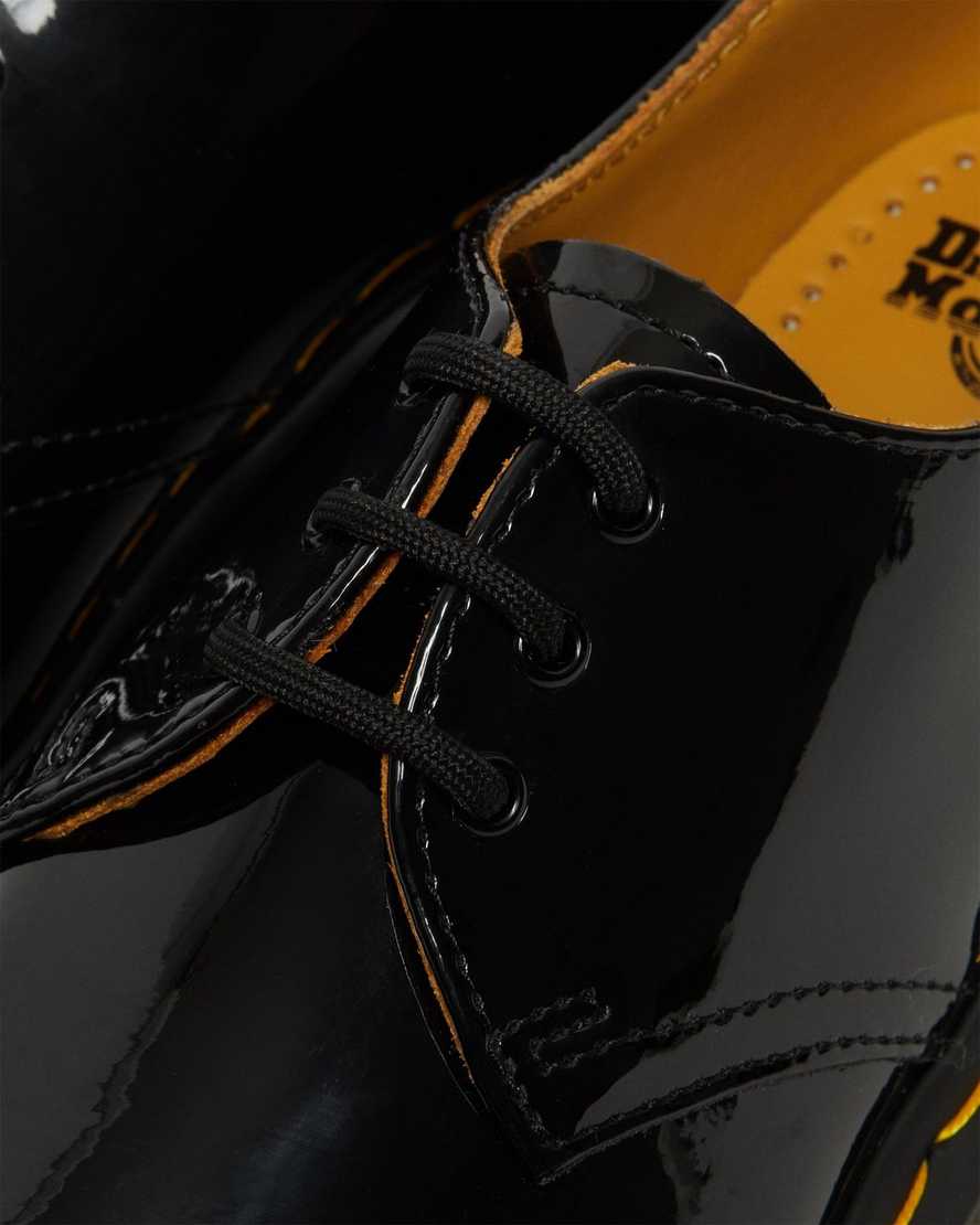 svarta dr martens 1461 lack oxfordskor för dam