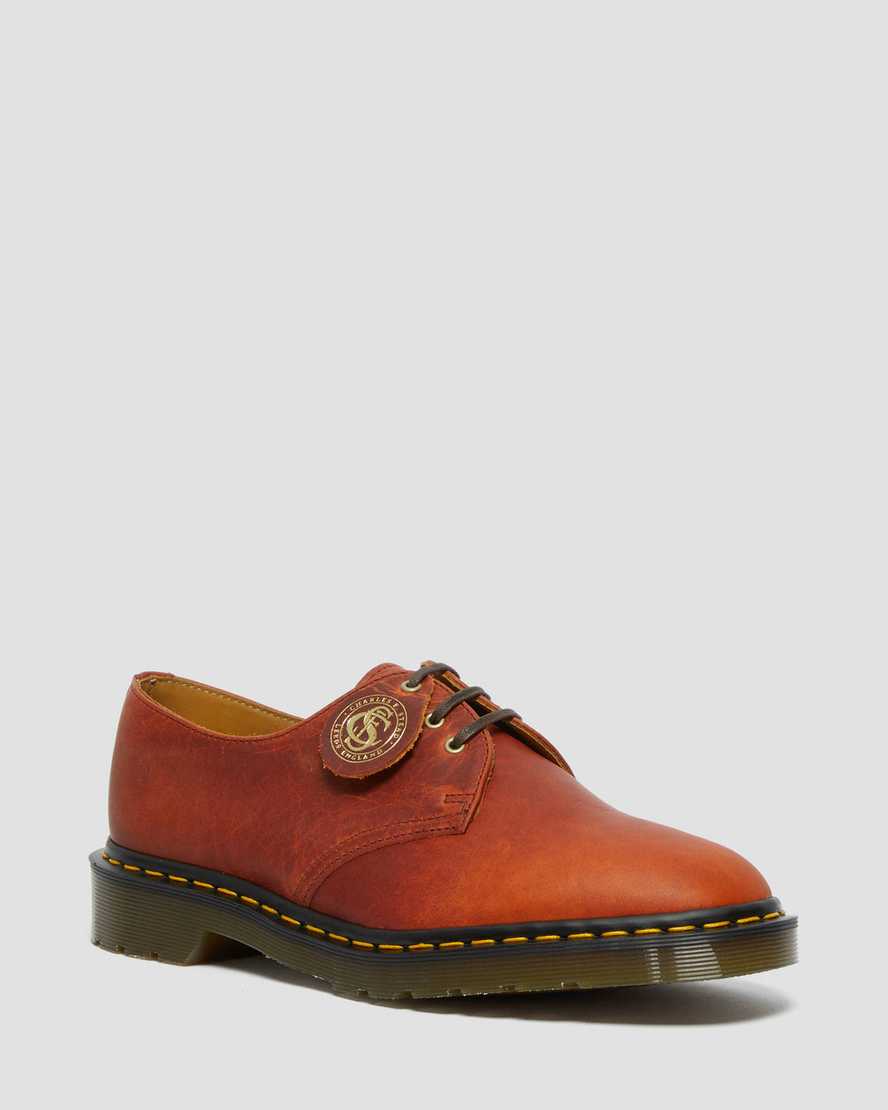 bruna dr martens 1461 classic oil oxfordskor för kvinnor
