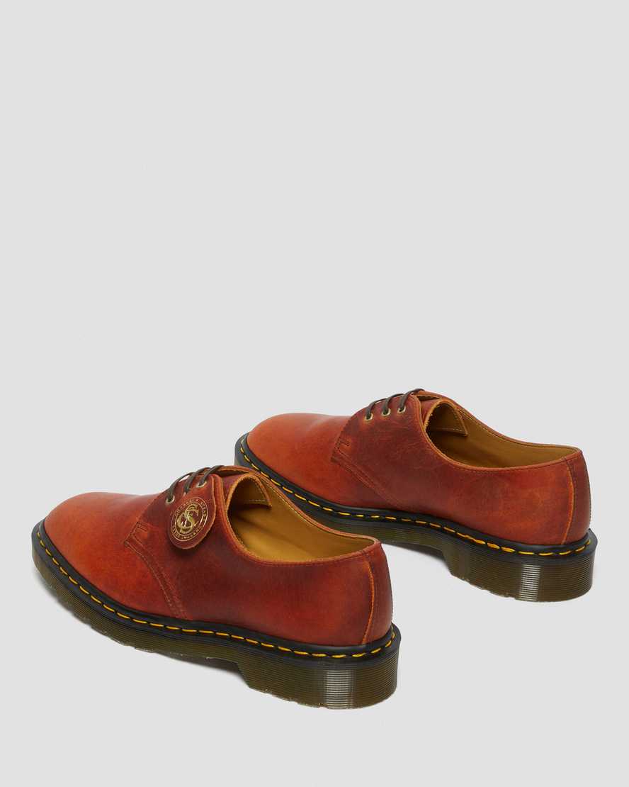 bruna dr martens 1461 classic oil oxfordskor för kvinnor