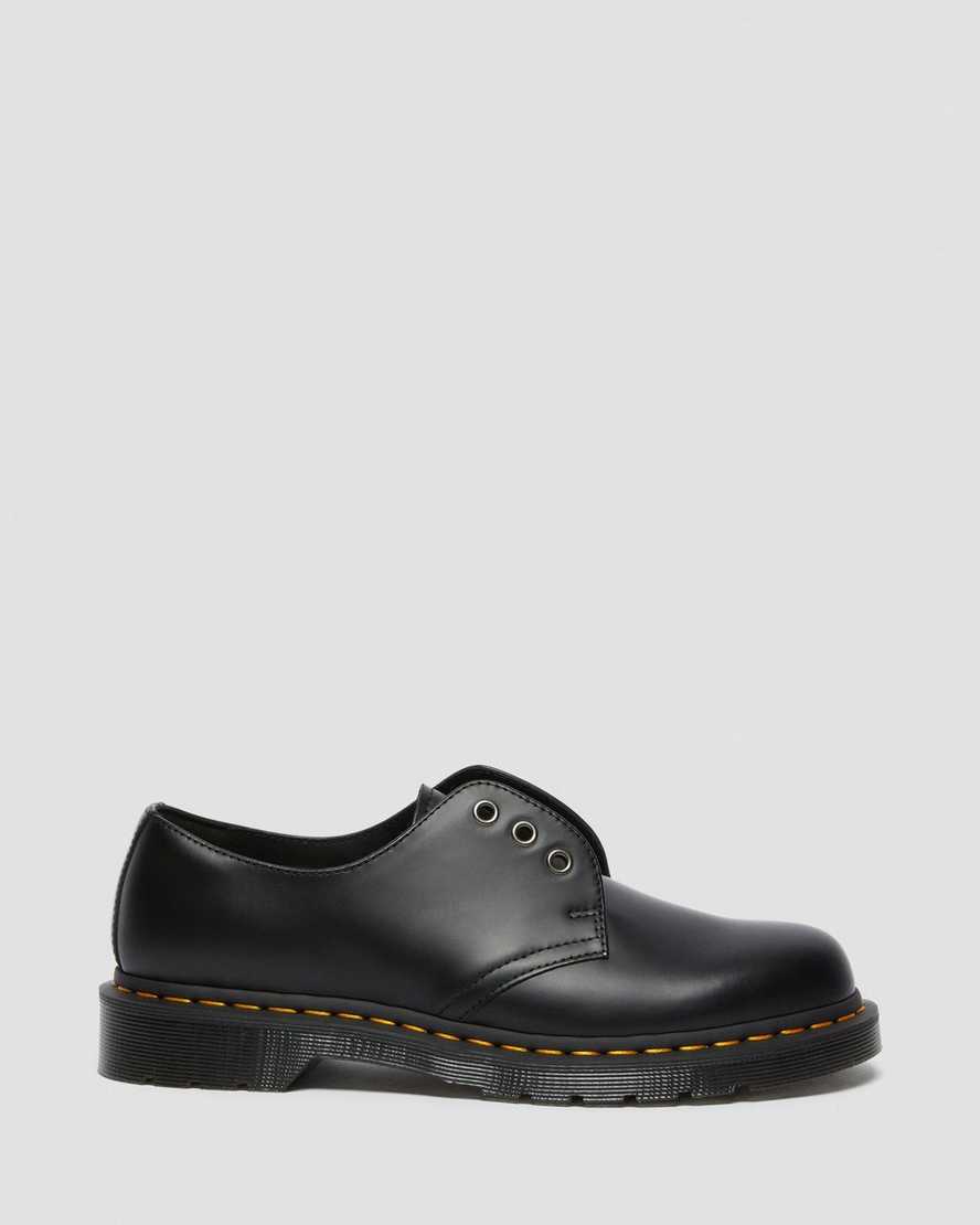 svarta dr martens 1461 elastic smooth oxfordskor för dam