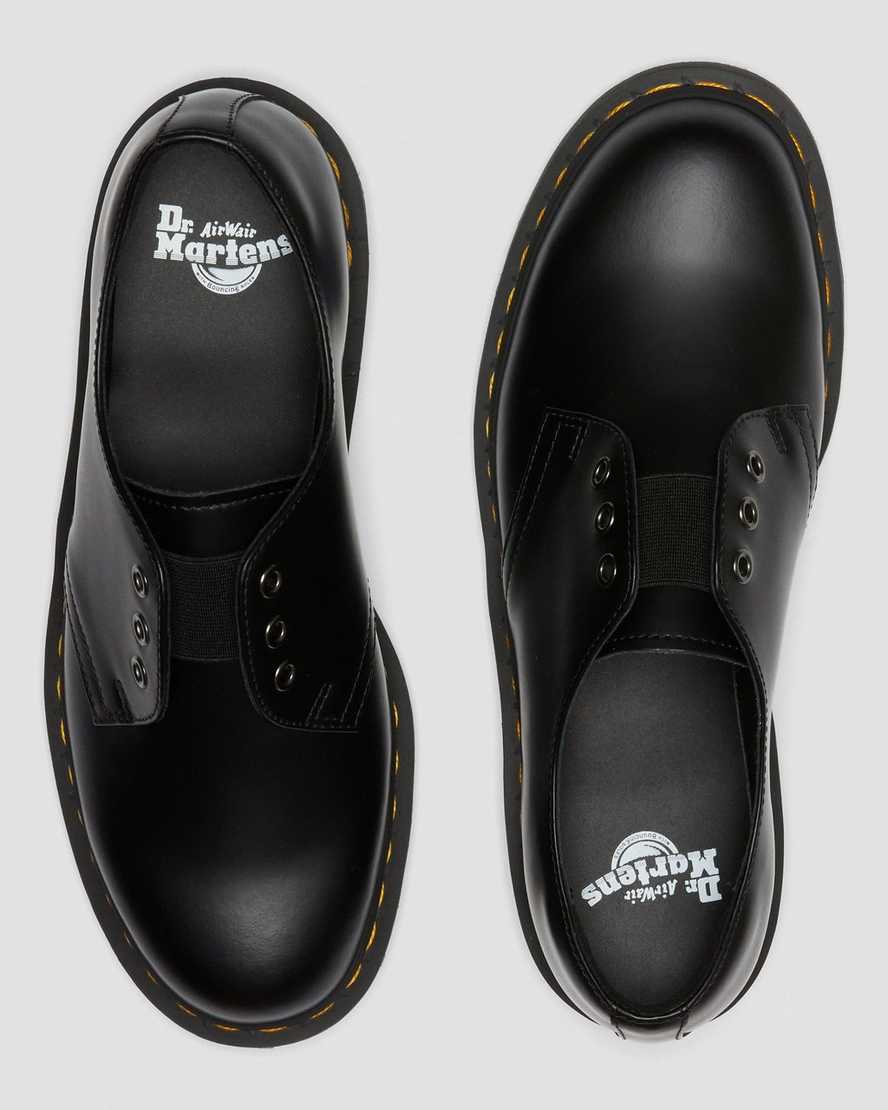 svarta dr martens 1461 elastic smooth oxfordskor för dam
