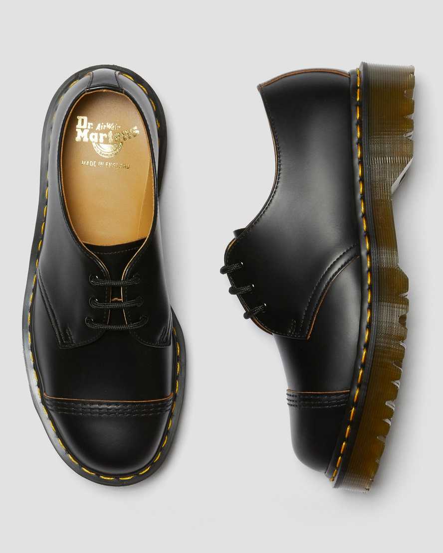svarta dr martens 1461 bex toe cap vintage oxfordskor för dam