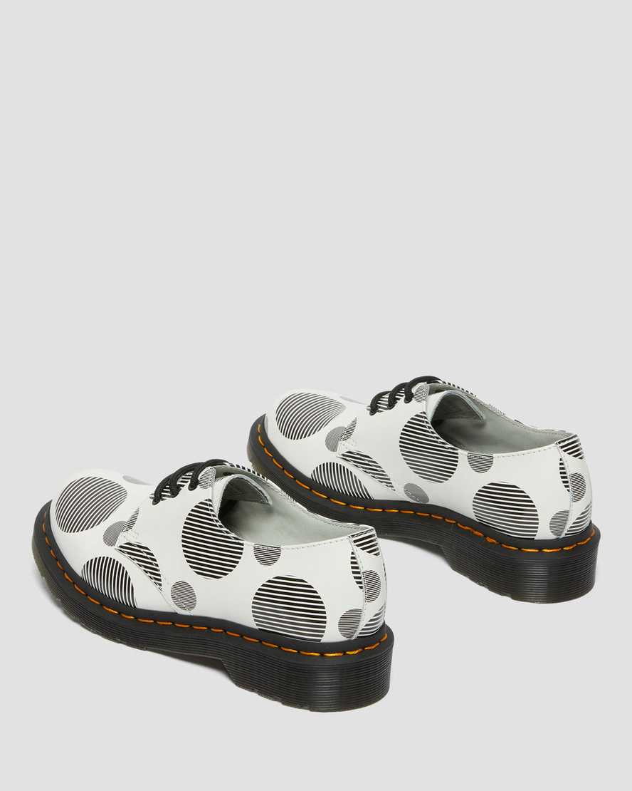 dr martens 1461 polka dot smooth oxfordskor för kvinnor i vitt och svart