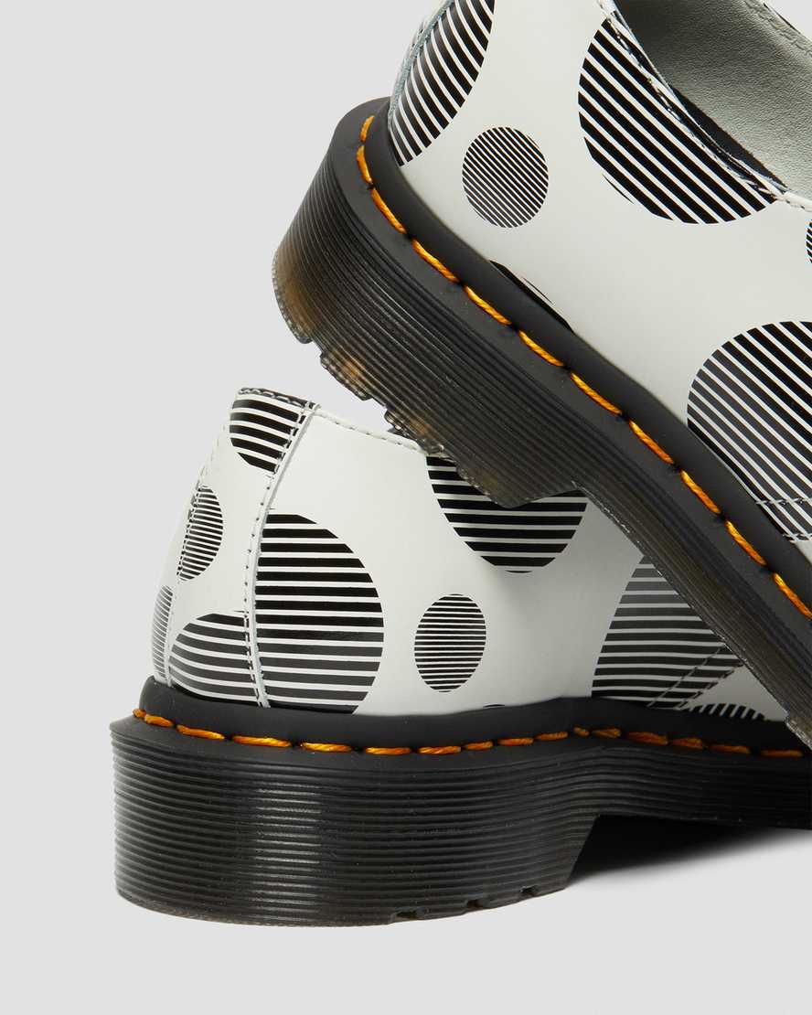 dr martens 1461 polka dot smooth oxfordskor för kvinnor i vitt och svart